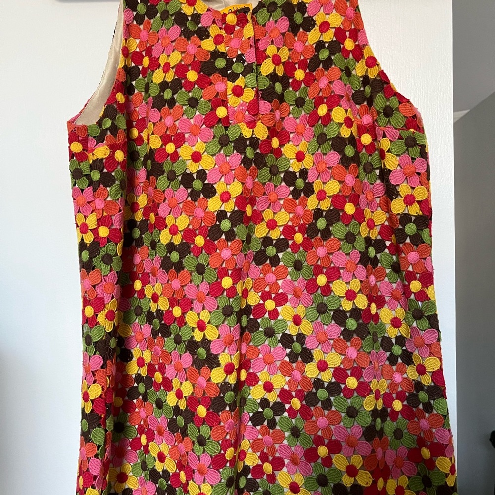 Alice + Olivia crochet flower sleeveless dress Size S